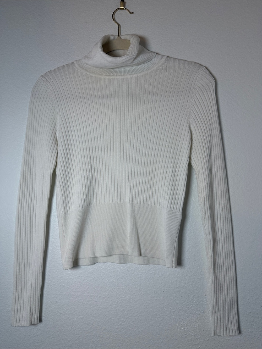 Zara Cream Ribbed Turtleneck Sweater